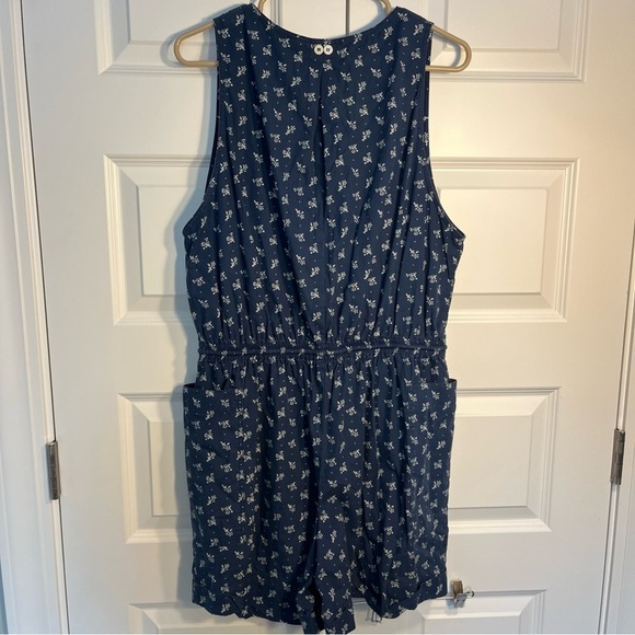 LIZSPORT 80'S Y2K One Piece Jumper Romper Shorts Size Medium Navy - Picture 6 of 6